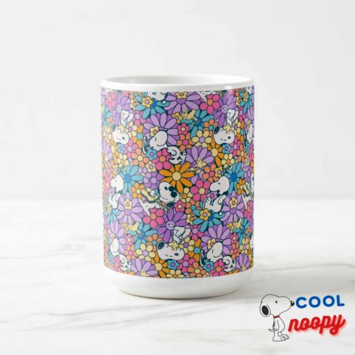 Snoopy Woodstock Flower Pattern Mug 4