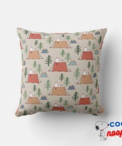 Snoopy Woodstock Go Camping Pattern Throw Pillow 4