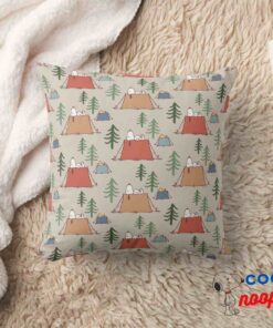 Snoopy Woodstock Go Camping Pattern Throw Pillow 8