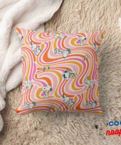 Snoopy Woodstock Groovy Vibes Orange Pattern Throw Pillow 8