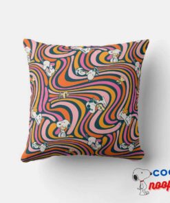 Snoopy Woodstock Groovy Vibes Purple Pattern Throw Pillow 3
