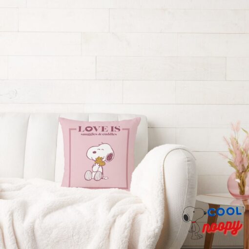 Snoopy Woodstock Love Is Snuggles Cuddles Throw Pillow 2