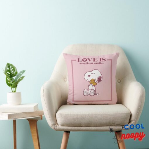 Snoopy Woodstock Love Is Snuggles Cuddles Throw Pillow 3