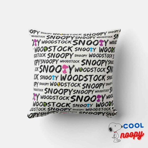 Snoopy Woodstock Marker Text Pattern Throw Pillow 4