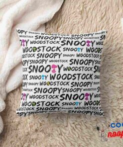 Snoopy Woodstock Marker Text Pattern Throw Pillow 8