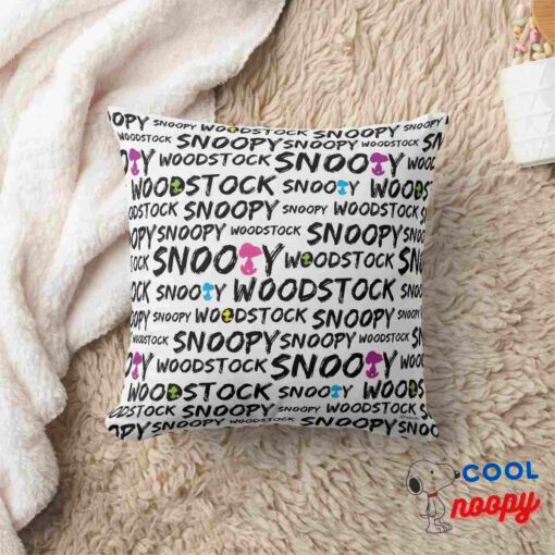 Snoopy Woodstock Marker Text Pattern Throw Pillow 8