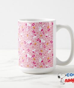 Snoopy Woodstock Pink Hearts Pattern Coffee Mug 2