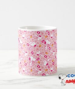 Snoopy Woodstock Pink Hearts Pattern Coffee Mug 4
