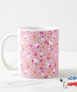Snoopy Woodstock Pink Hearts Pattern Coffee Mug 5