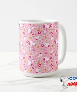 Snoopy Woodstock Pink Hearts Pattern Coffee Mug 7