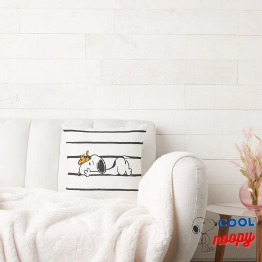 Snoopy Woodstock Smile Giggle Laugh Throw Pillow 2