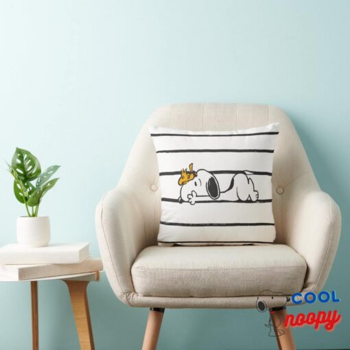 Snoopy Woodstock Smile Giggle Laugh Throw Pillow 3