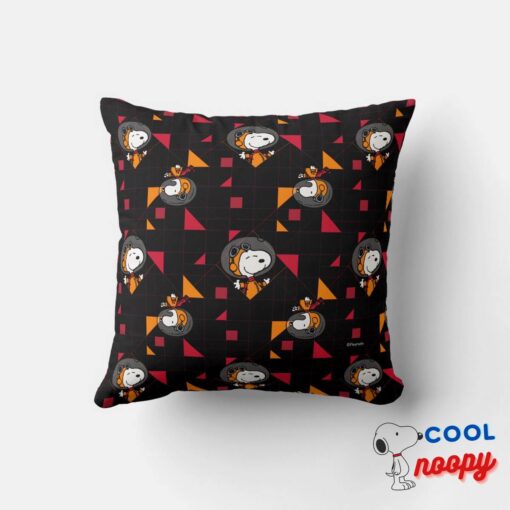 Space Snoopy Space Suit Black Pattern Throw Pillow 3