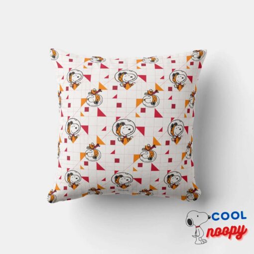 Space Snoopy Space Suit White Pattern Throw Pillow 4