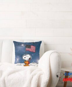 Space Snoopy With Flag Astronaut Throw Pillow 2
