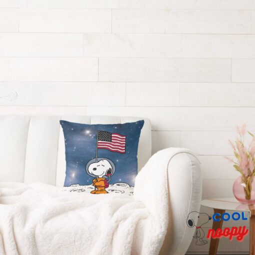Space Snoopy With Flag Astronaut Throw Pillow 2