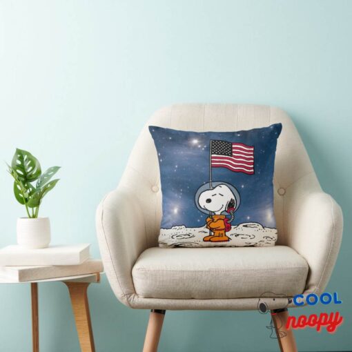 Space Snoopy With Flag Astronaut Throw Pillow 3
