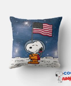 Space Snoopy With Flag Astronaut Throw Pillow 4