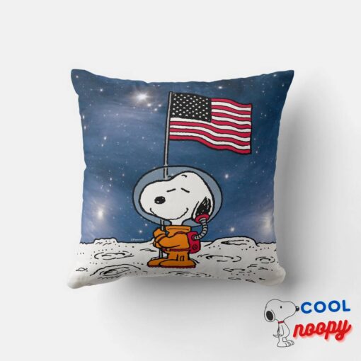 Space Snoopy With Flag Astronaut Throw Pillow 4