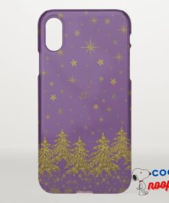Sparkly Gold Christmas Tree Stars Snow On Purple Uncommon Iphone Case 8