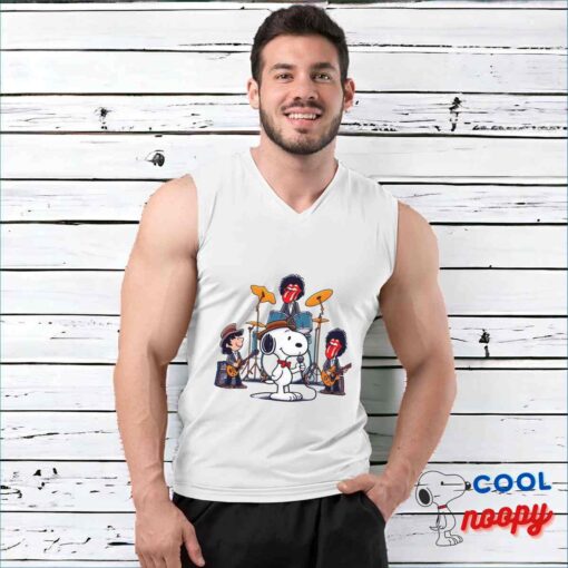 Special Snoopy Rolling Stones Rock Band T Shirt 3