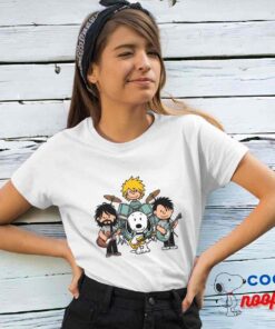Spirited Snoopy Foo Fighters Rock Band T Shirt 4