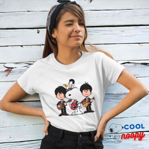 Spirited Snoopy The Beatles Rock Band T Shirt 4