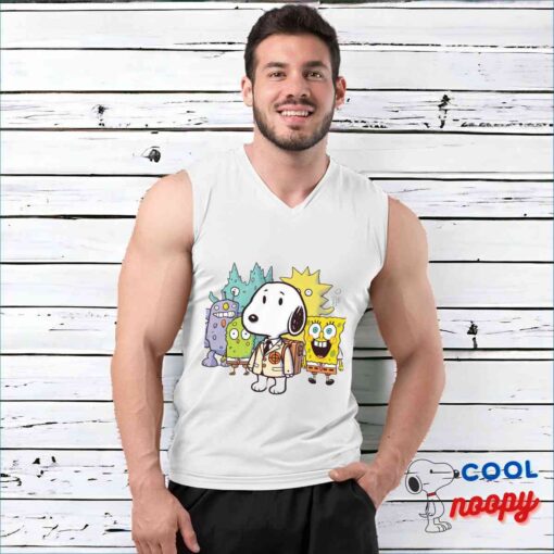 Superb Snoopy Spongebob Movie T Shirt 3