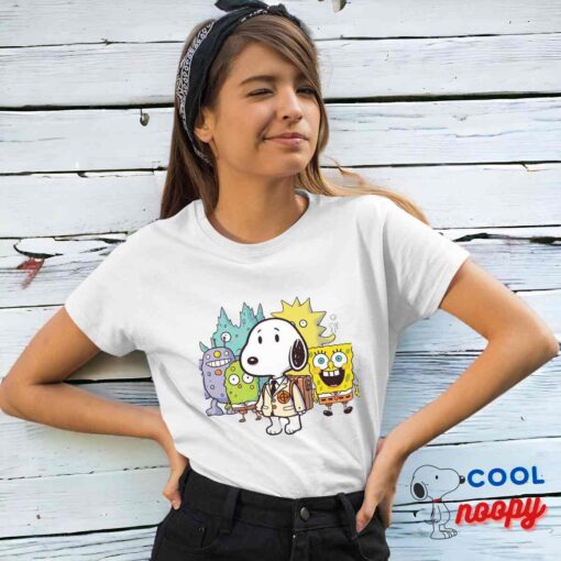 Superb Snoopy Spongebob Movie T Shirt 4