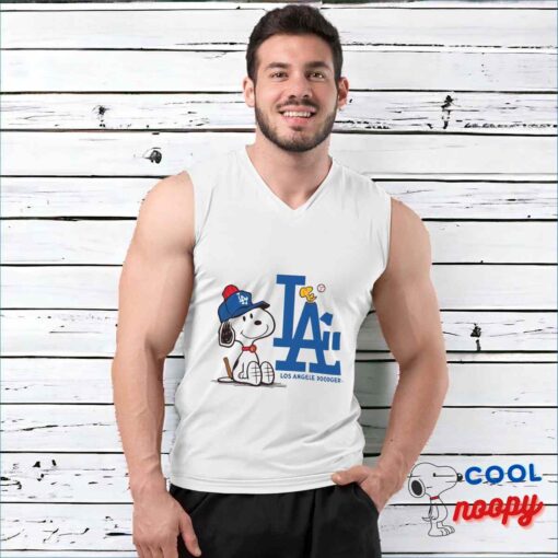 Surprise Snoopy Los Angeles Dodger Logo T Shirt 3