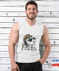 Surprising Snoopy Versace Logo T Shirt 3