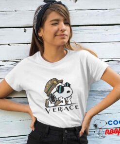 Surprising Snoopy Versace Logo T Shirt 4