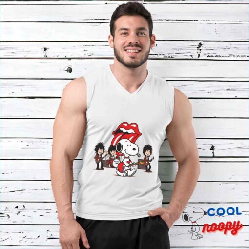 Tempting Snoopy Rolling Stones Rock Band T Shirt 3