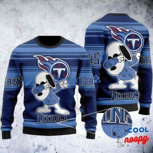 Tennessee Titans Snoopy Dabbing Funny Ugly Christmas Sweater 1
