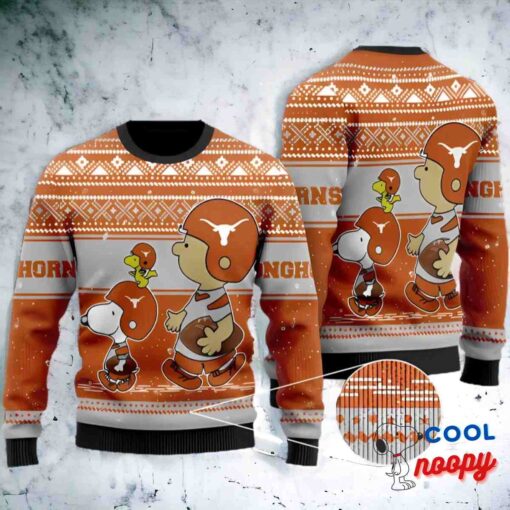 Texas Longhorns Charlie Brown Snoopy Christmas Ugly Sweater 1