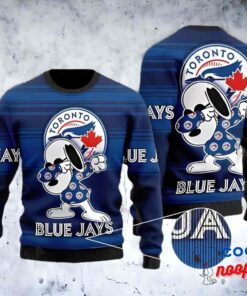Toronto Blue Jay Baseball Mlb Fan Snoopy Lover Ugly Christmas Sweater 1