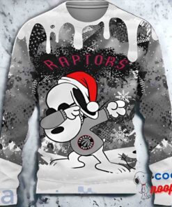 Toronto Raptors Snoopy Dabbing The Peanuts Sports Christmas Ugly Christmas Sweater 1