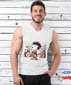 Useful Snoopy Rolling Stones Rock Band T Shirt 3