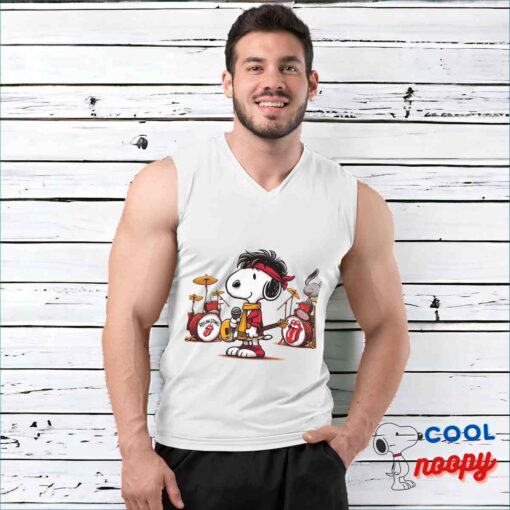 Useful Snoopy Rolling Stones Rock Band T Shirt 3