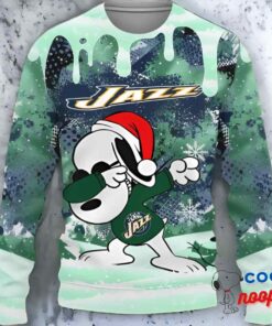 Utah Jazz Snoopy Dabbing The Peanuts Sports Ugly Christmas Sweater 1