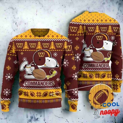 Washington Commanders Logos American Football Snoopy Dog Christmas Ugly Sweater 1