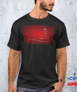White Line Art Christmas Tree On Red Background192 T Shirt 8