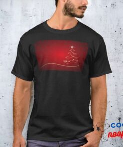 White Line Art Christmas Tree On Red Background800 T Shirt 8