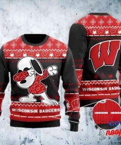 Wisconsin Badgers Snoopy Dabbing Nfl Aop Ugly Christmas Sweater Christtmas Holiday Gift 1