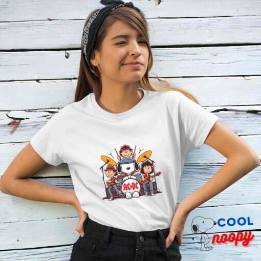 Wondrous Snoopy Acdc Rock Band T Shirt 4