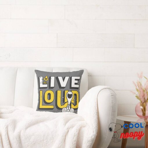 Woodstock Snoopy Live Loud Throw Pillow 2