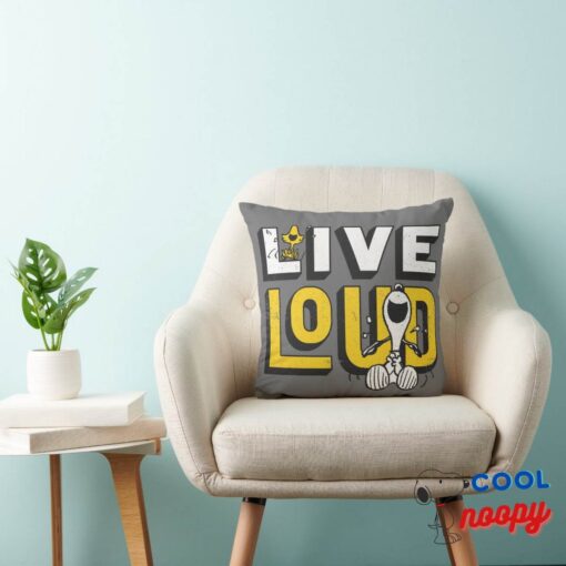 Woodstock Snoopy Live Loud Throw Pillow 3