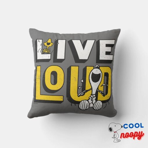Woodstock Snoopy Live Loud Throw Pillow 4