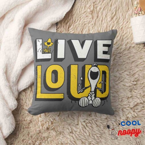 Woodstock Snoopy Live Loud Throw Pillow 8