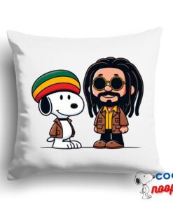 Adorable Snoopy Bob Marley Square Pillow 1